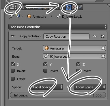 Copy Rotation の設定